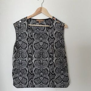 Black gray snakeskin python print sleeveless top